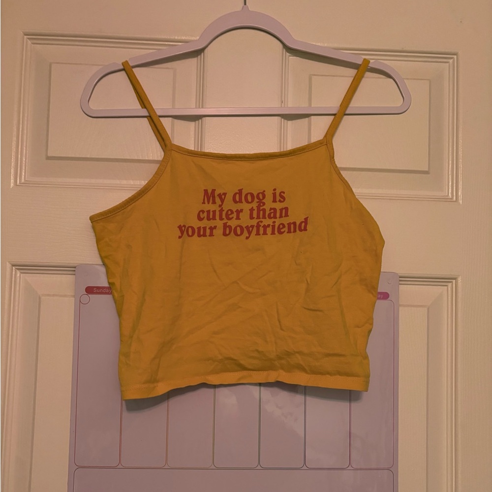 Yellow Funny Crop Top